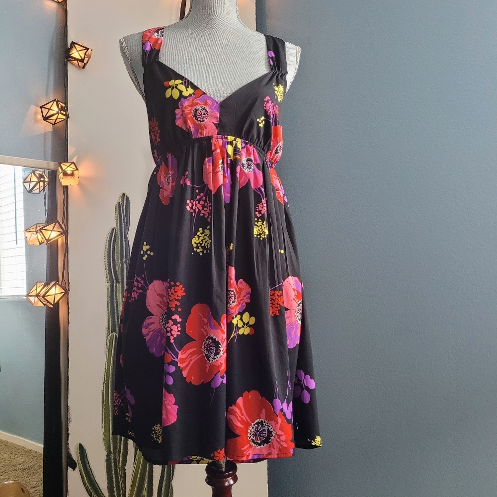 Roxy Black Floral Dress Size L
